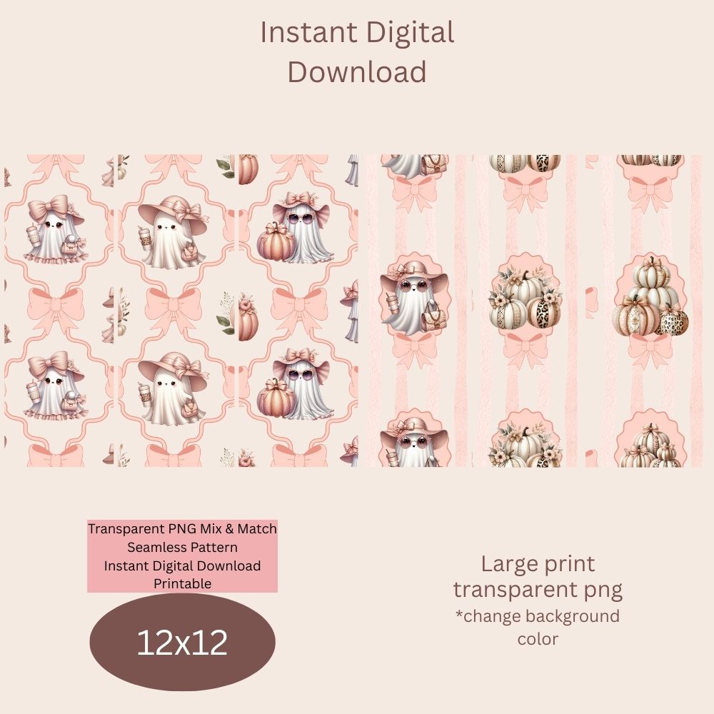 Elegant Ghost Seamless Digital Pattern Paper Bundle