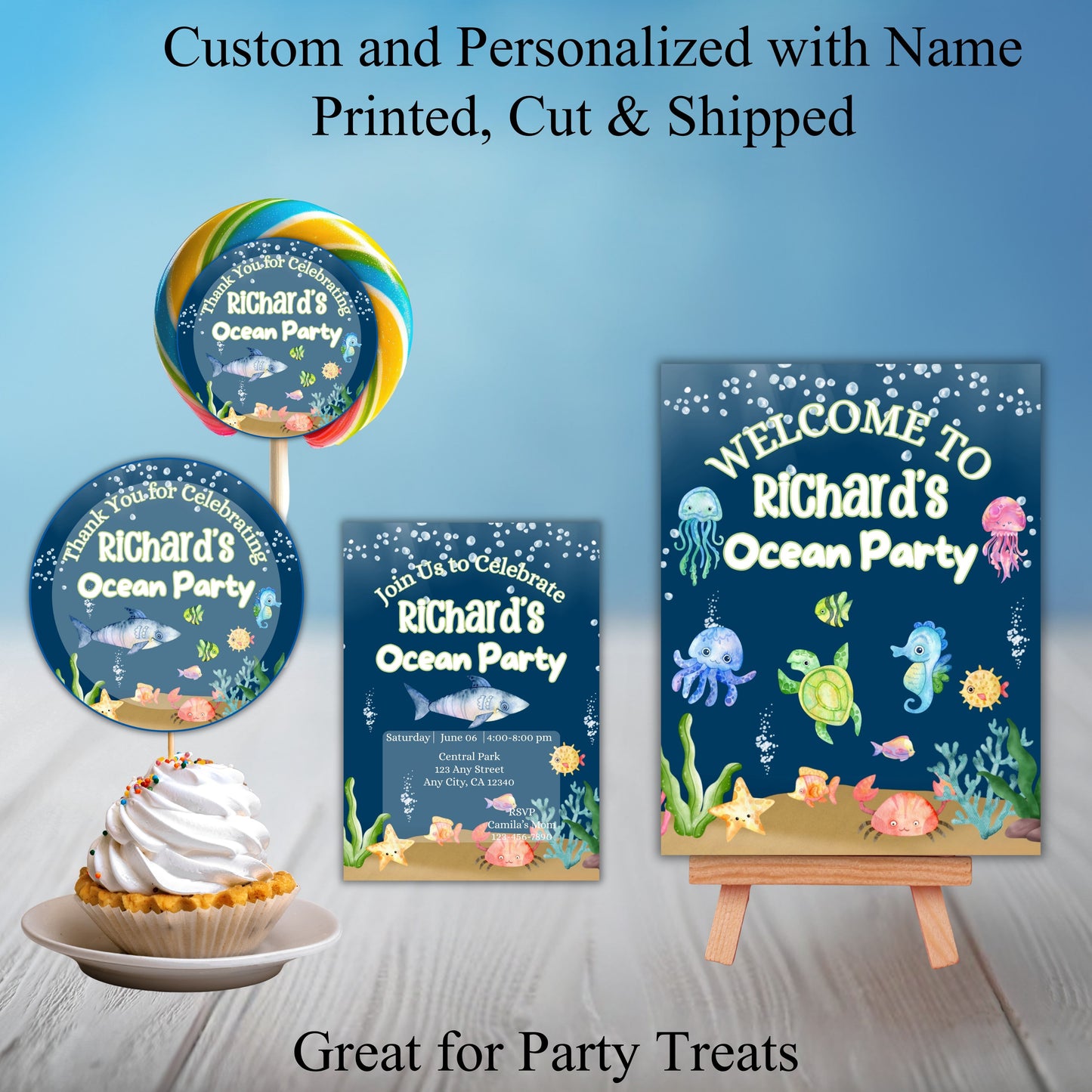 Under the Sea Ocean Birthday Party Sticker Labels