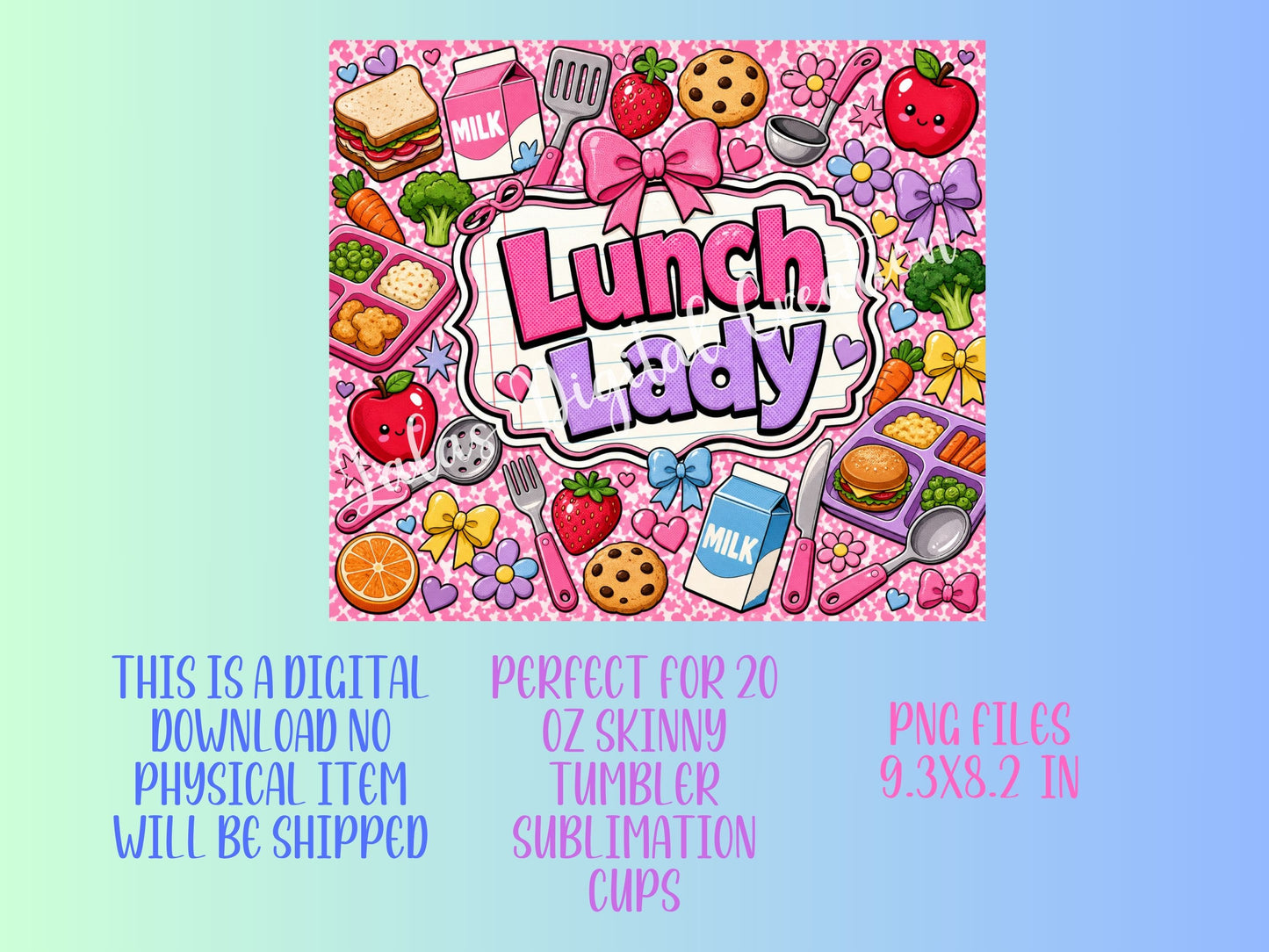 Food Service Lunch Lady Sublimation 20oz Tumbler Wrap PNG Digital Download