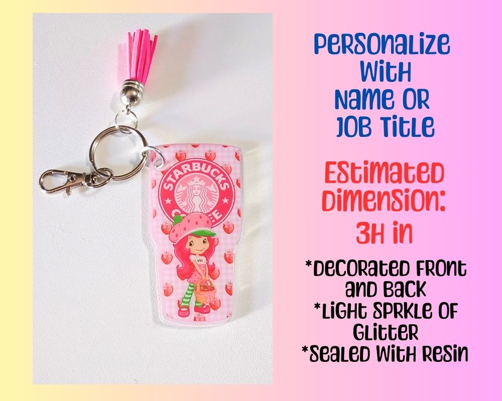 Strawberry Characters Starbucks Acrylic Resin Keychain