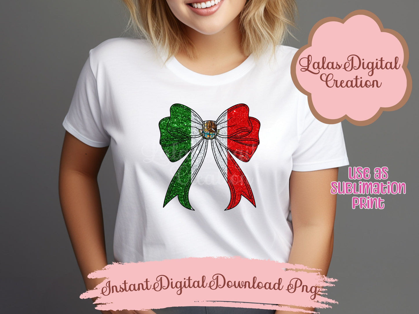 Mexico Flag Coquette Bow Clipart PNG INstant Digital Download