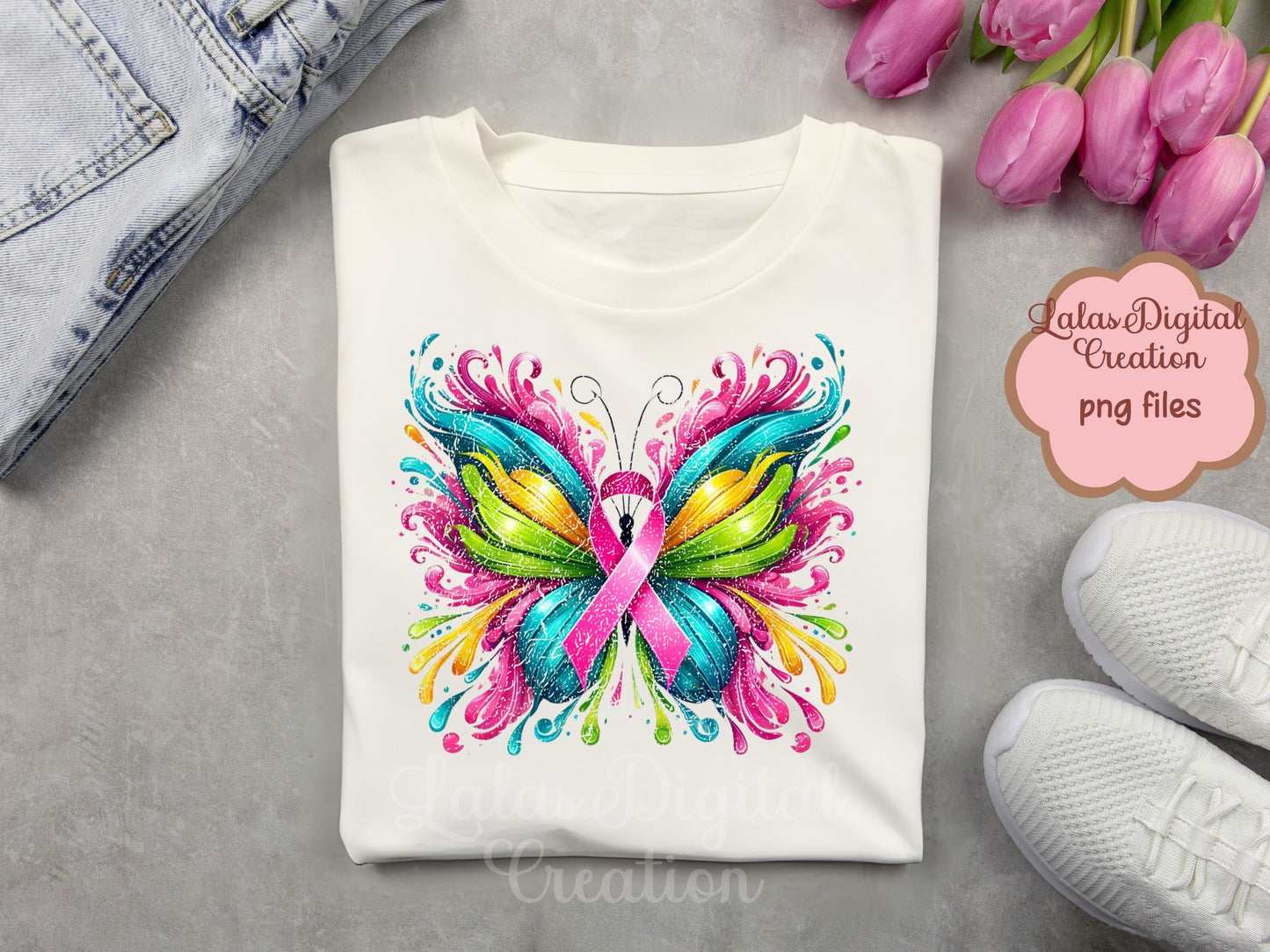 Cancer Ribbon Butterfly Clipart Instant Digital PNG Download