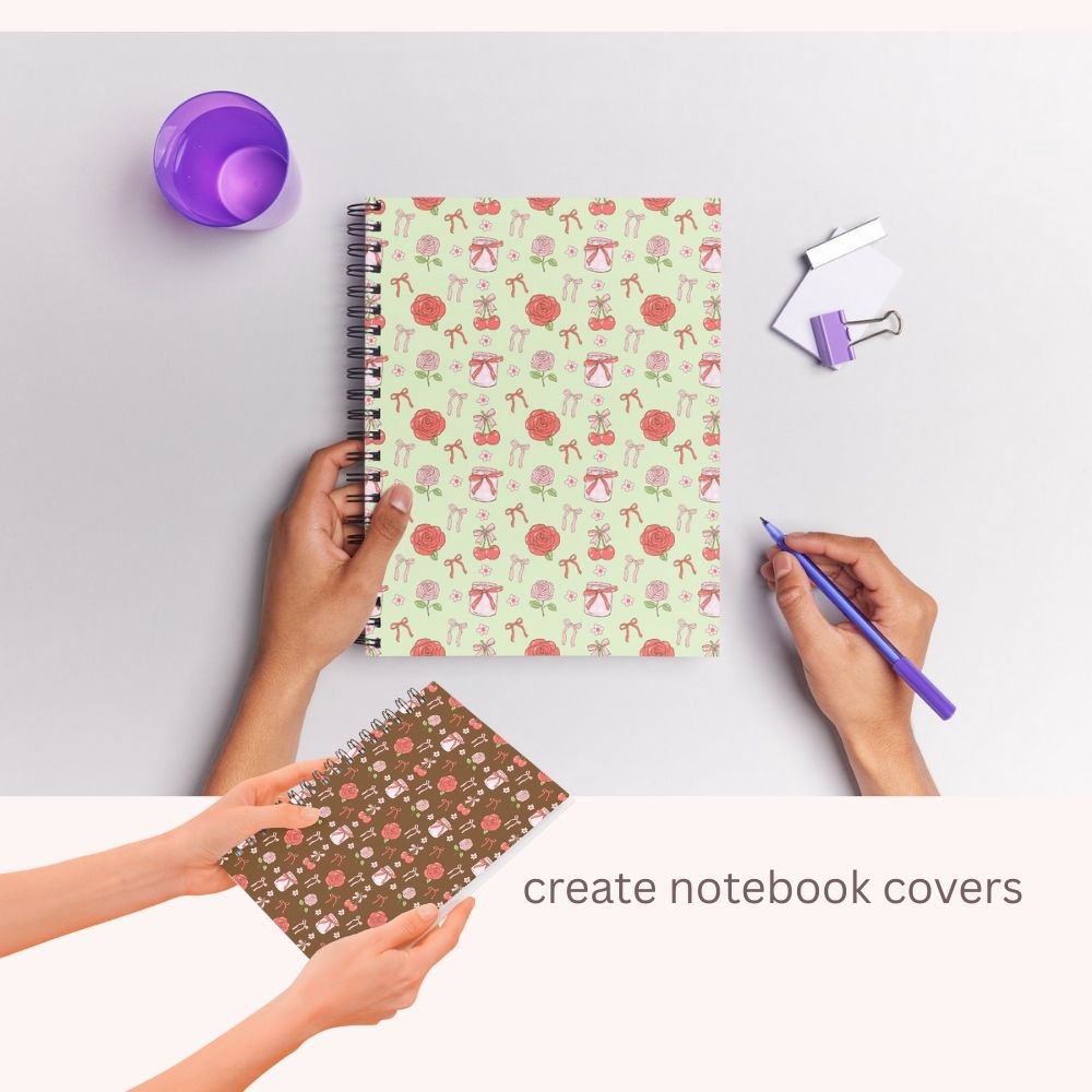 Preppy Cherry & Roses Seamless Repeating Pattern Paper Bundle Set