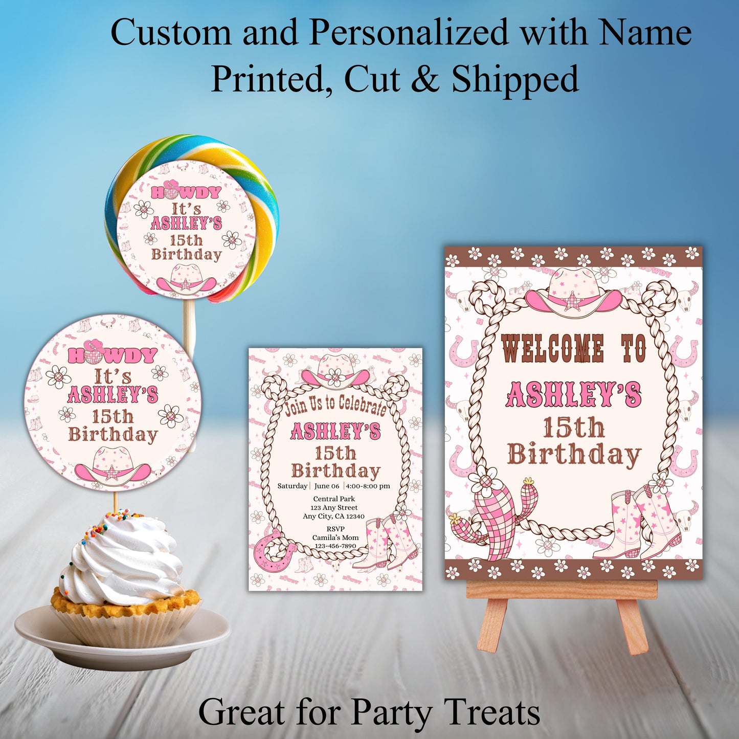 Western Girl Birthday Party Sticker Labels