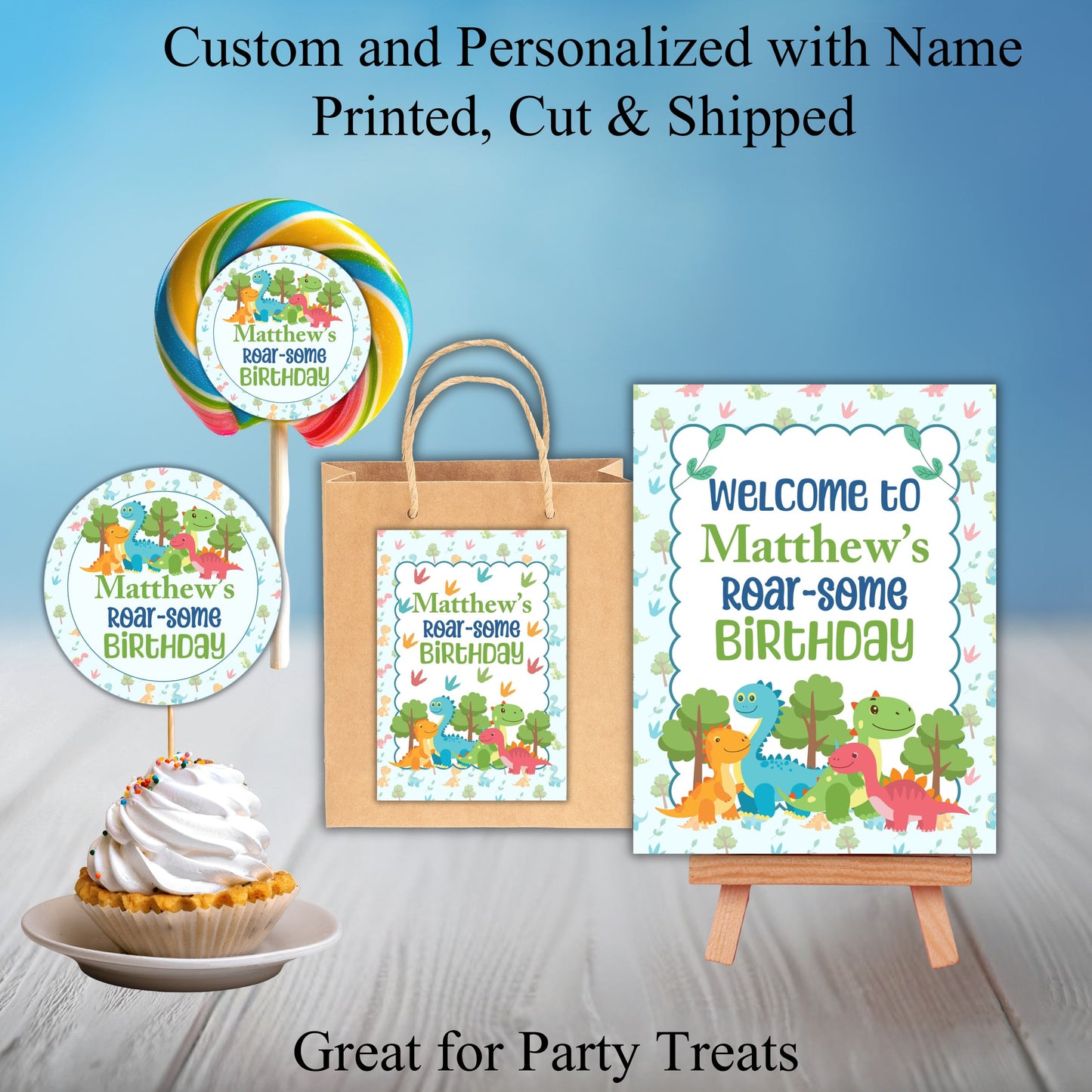 Dinosaur Party Sticker Labels