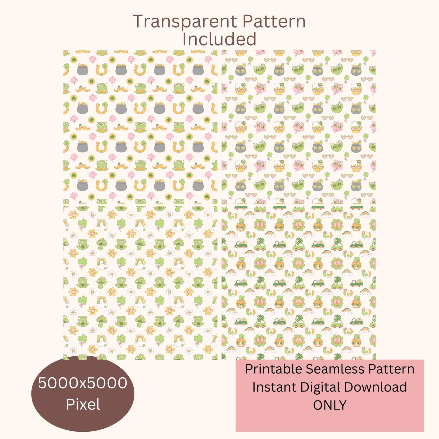 St. Patrick's Irish Seamless Repeating Pattern Paper Bundle Set