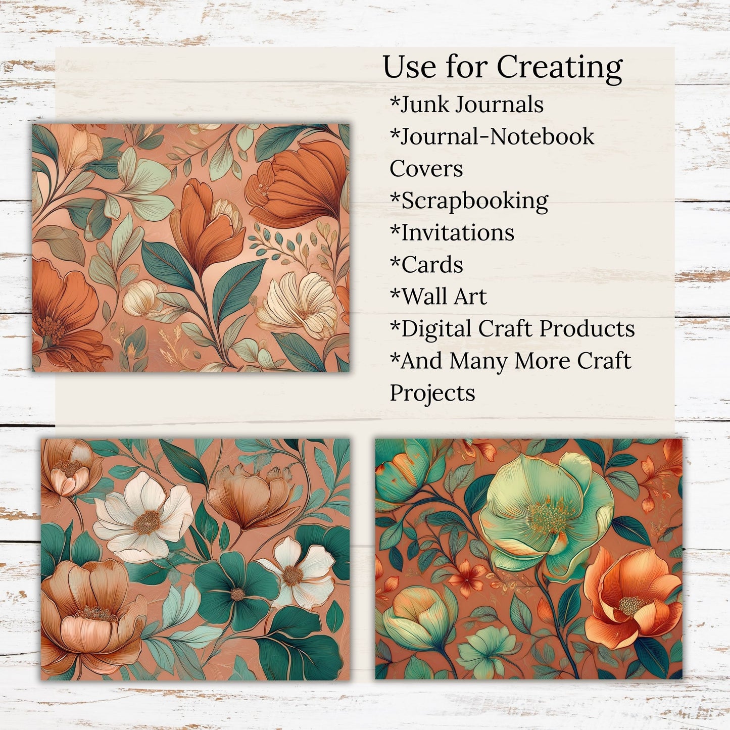 Botanical Floral Digital Paper Pack Bundle