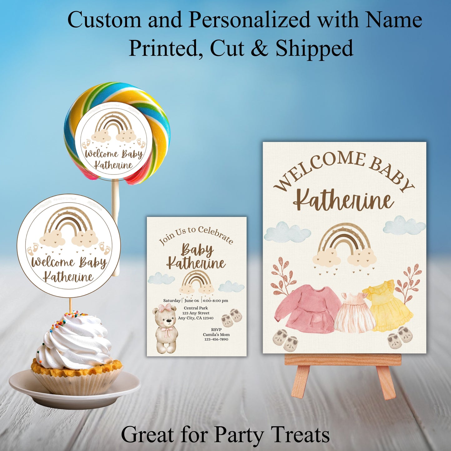 Boho Girls BabyShower Party Sticker Labels