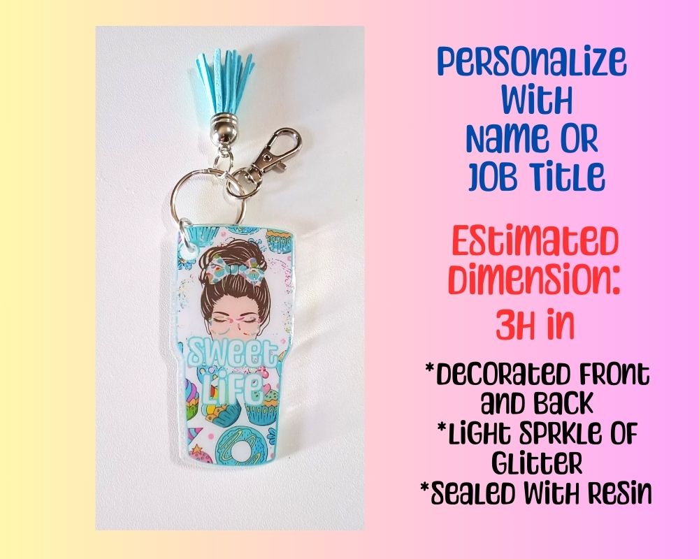 Sweet Life Messy Mom Bund Acrylic Resin Keychain