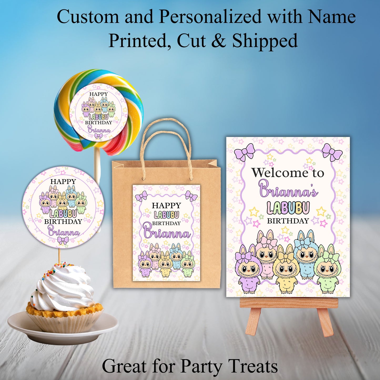 Girls Labubu Party Sticker Labels