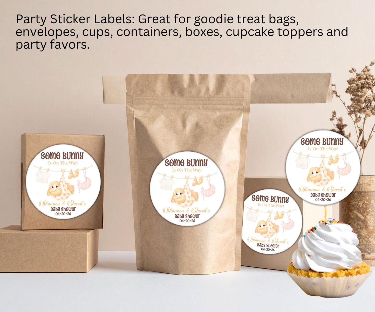 Bunny Baby Shower Party Sticker Labels