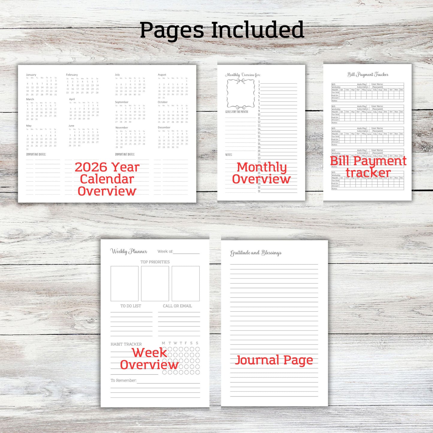 Floral Undated Monthly Weekly Planner