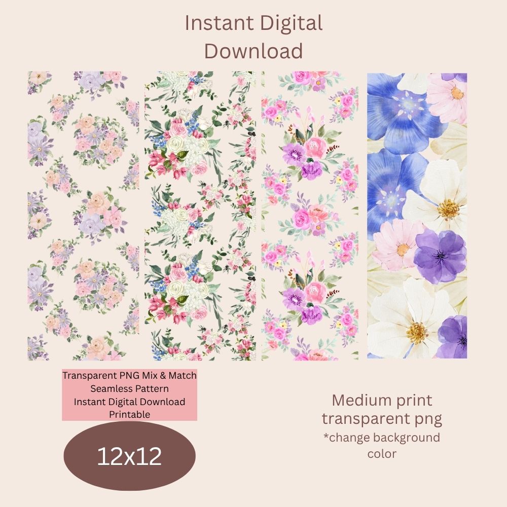 Floral Seamless Digital Pattern Paper Bundle