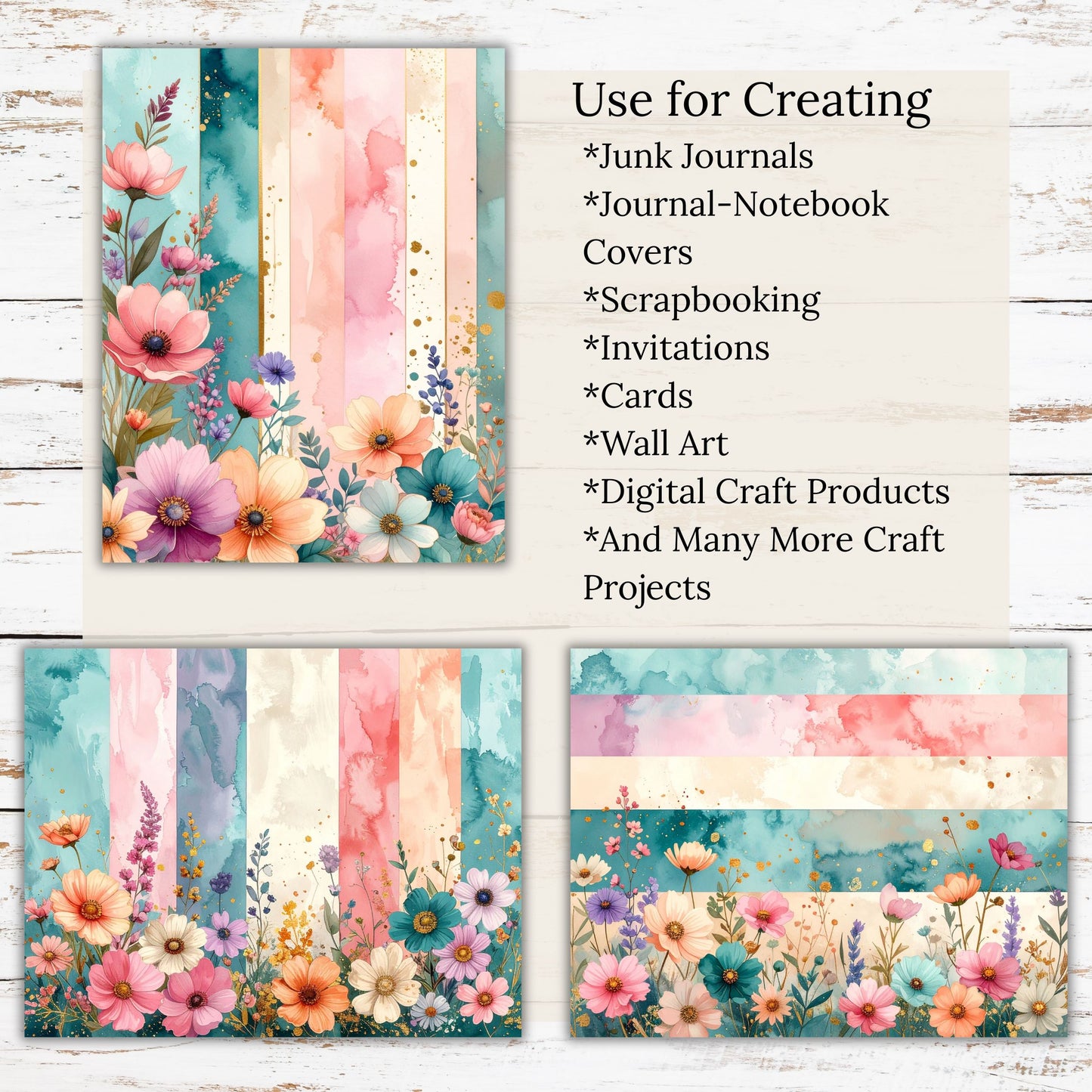 Watercolor Wildflower 1 Digital Paper Pack Bundle