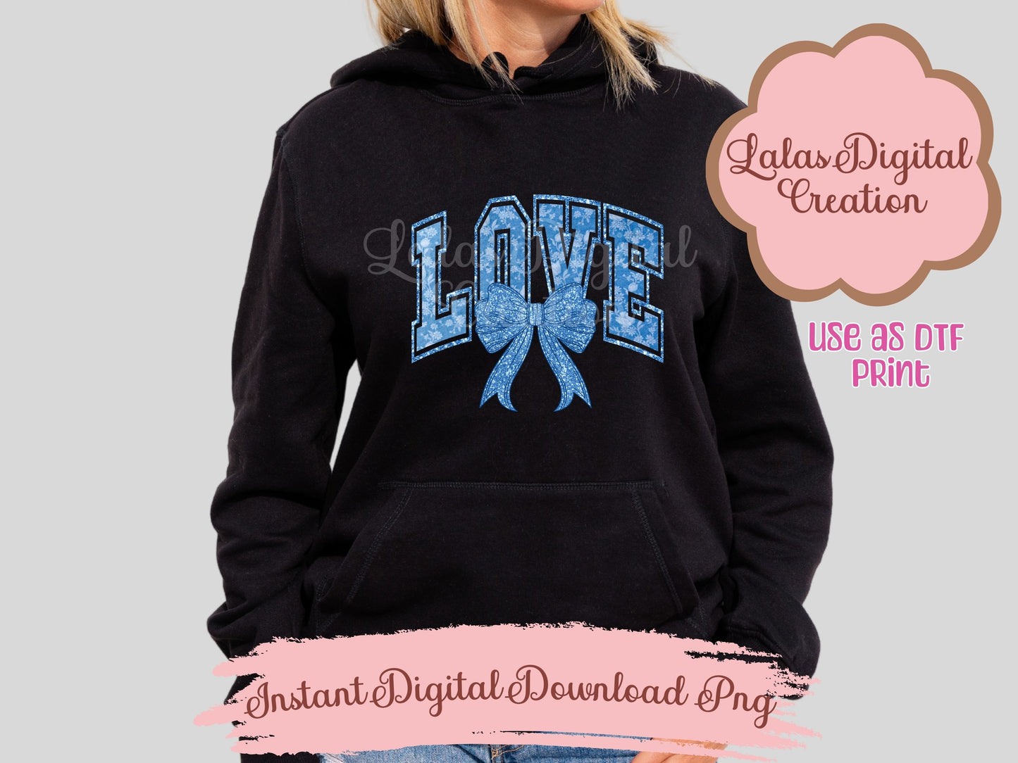 Blue Love Bow Clipart PNG Instant Digital Download