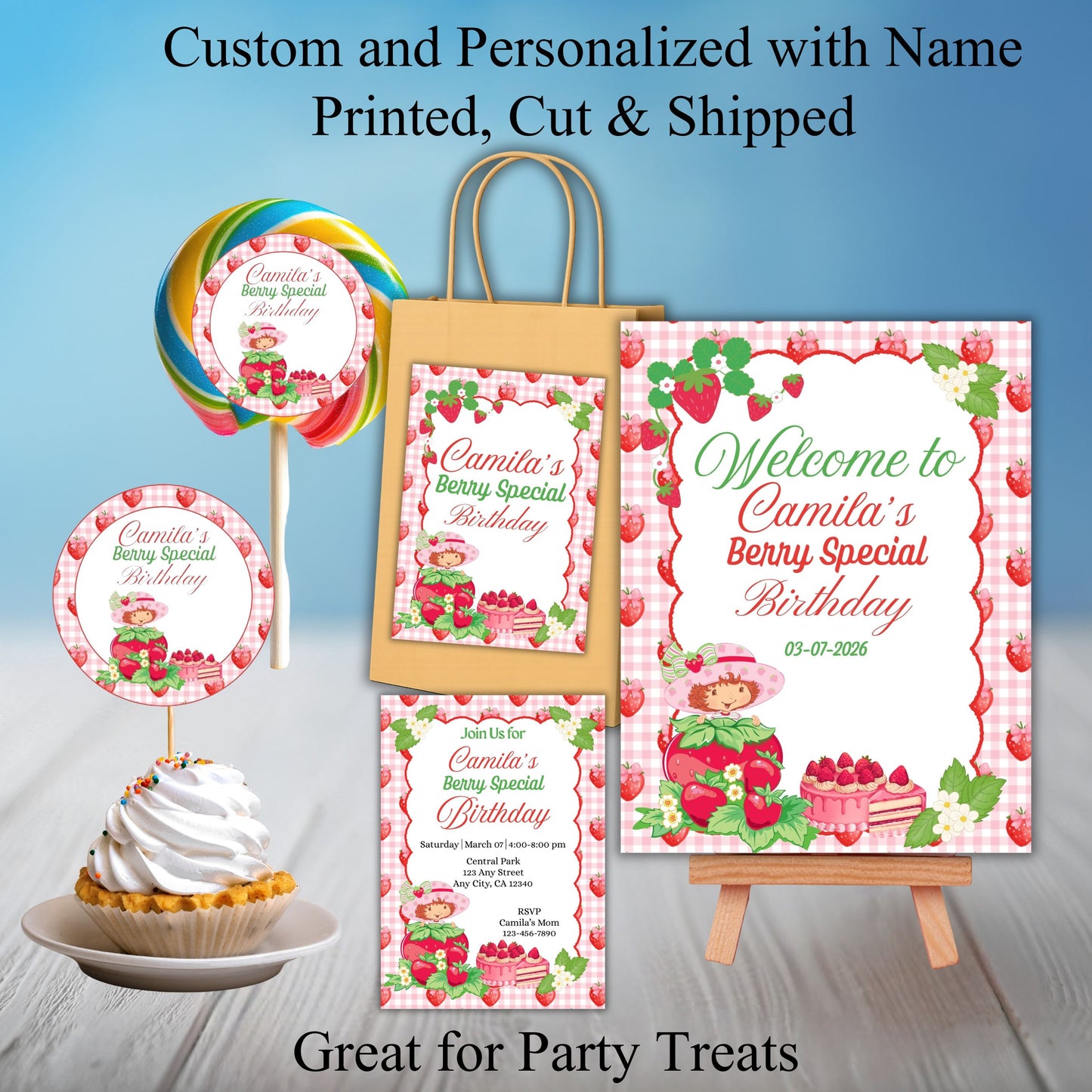 Strawberry Shortcake Party Sticker Labels