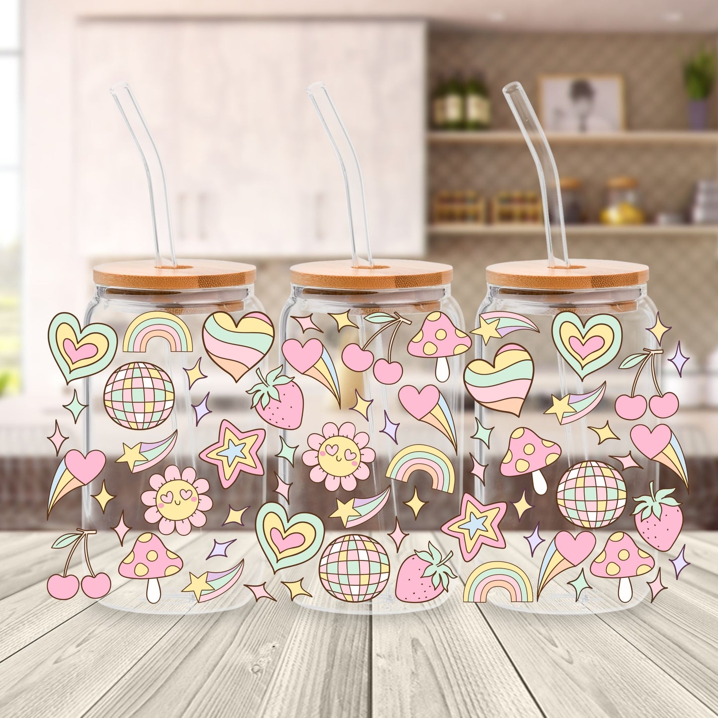 Groovy Retro Libbey Glass Can Cup Wrap