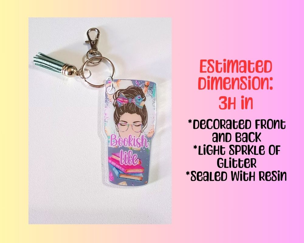 Bookish Life Messy Mom Bun Acrylic Resin Keychain