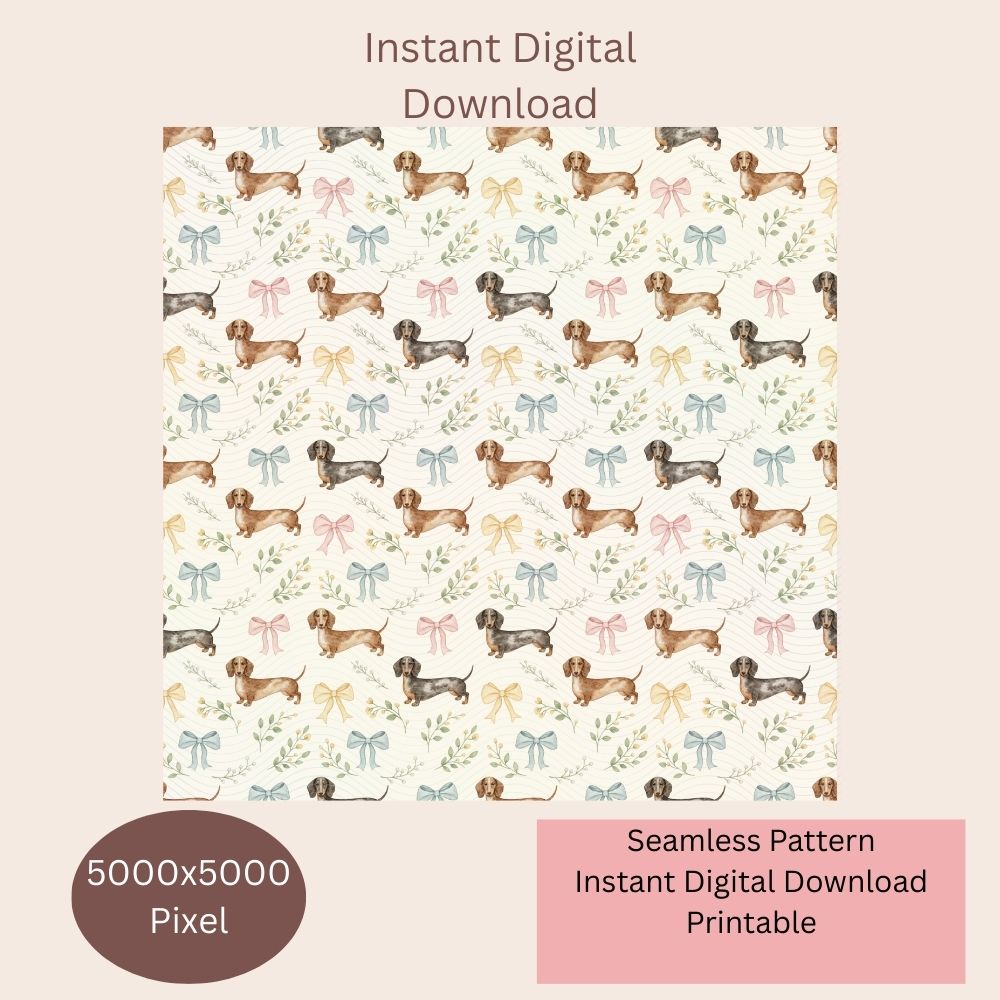 Dachshund dog Seamless Repeating Pattern Paper Bundle