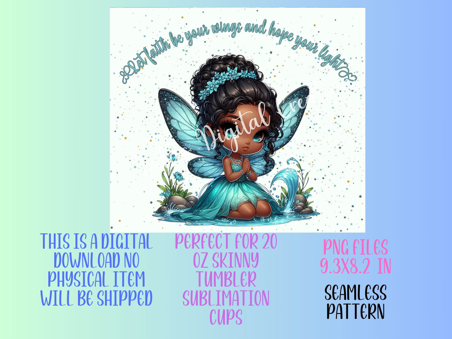 Fairy Sublimation 20zo Tumbler Wrap PNG Digital Download