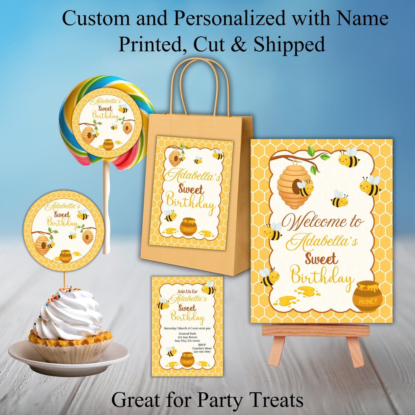 Honey Bee Party Sticker Labels