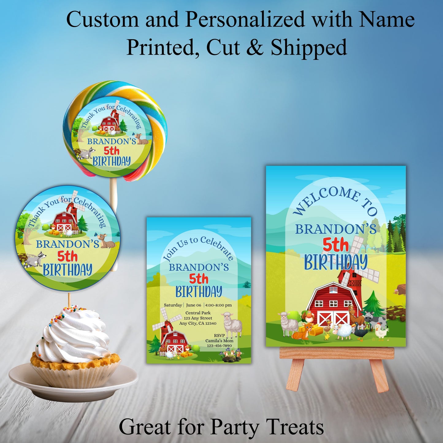 Farm Animals Party Sticker Labels