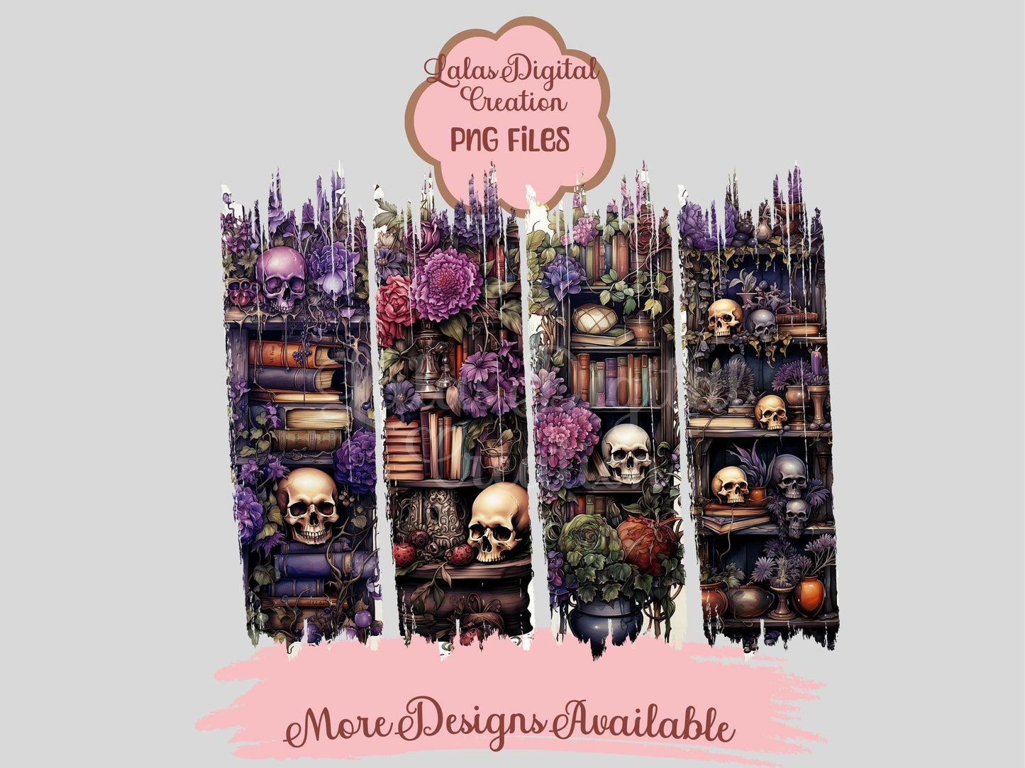 Skull & Books Clipart PNG Instant Digital Download