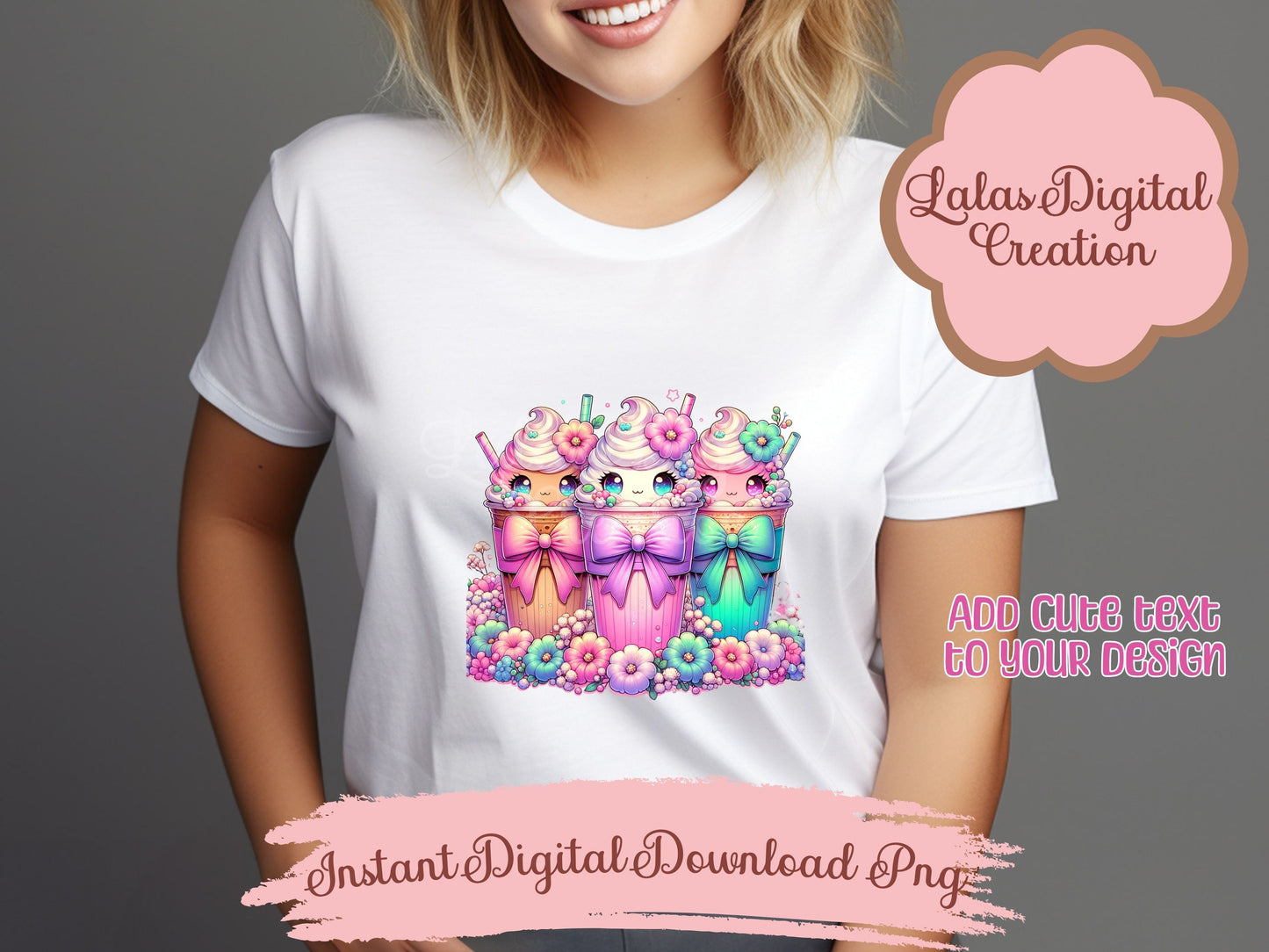 Kawaii Iced Coffee Clipart Bundle Instant Digital PNG Download