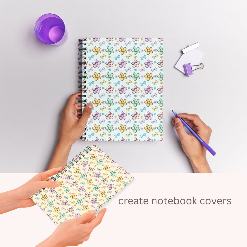 Plaid Daisy Flowers Seamless Repeating Pattern Paper Bundle Set