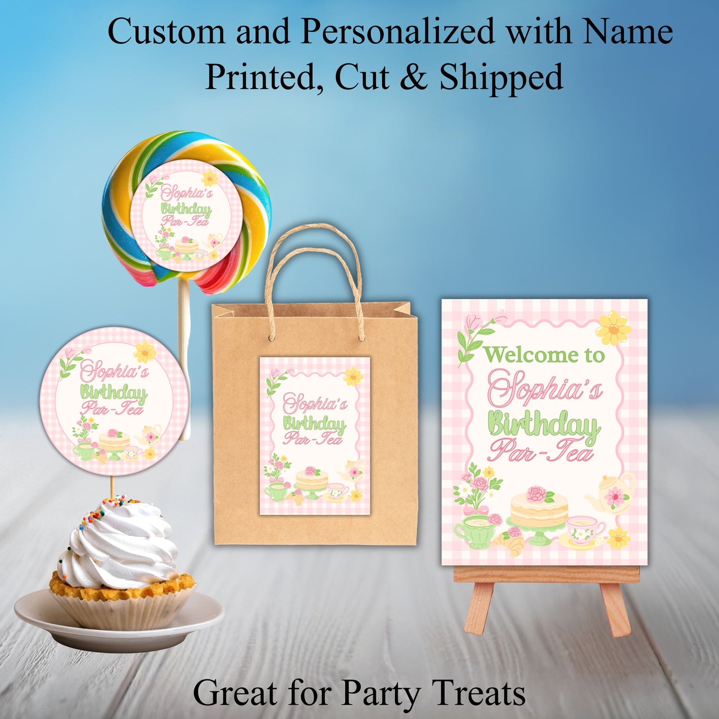 Tea Party Theme Party Sticker Labels