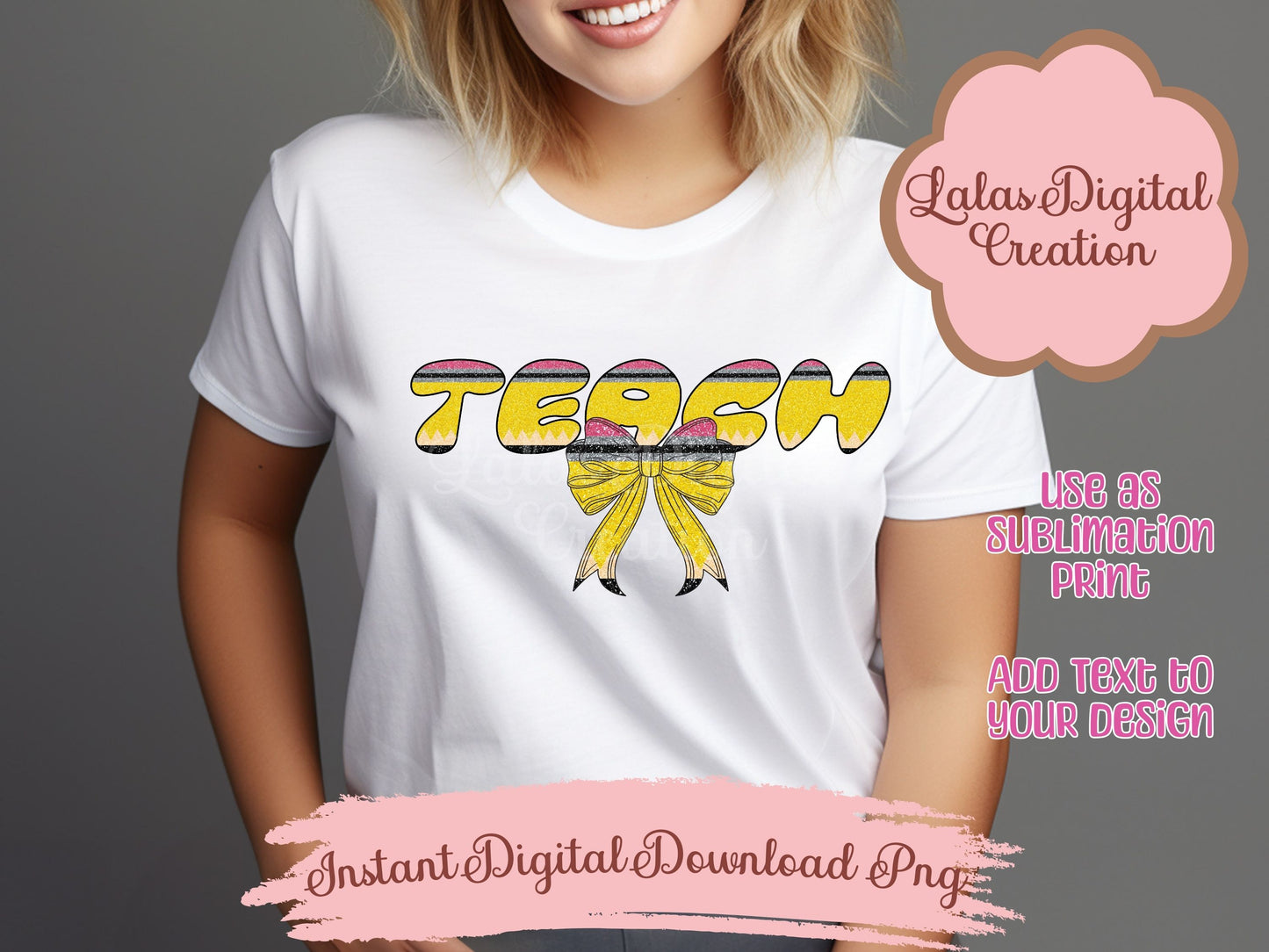 Teach Coquette Bow Clipart PNG Instant Digital Download