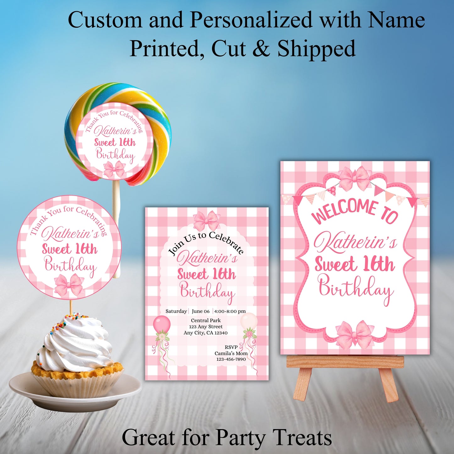 Sweet 16 Party Sticker Labels