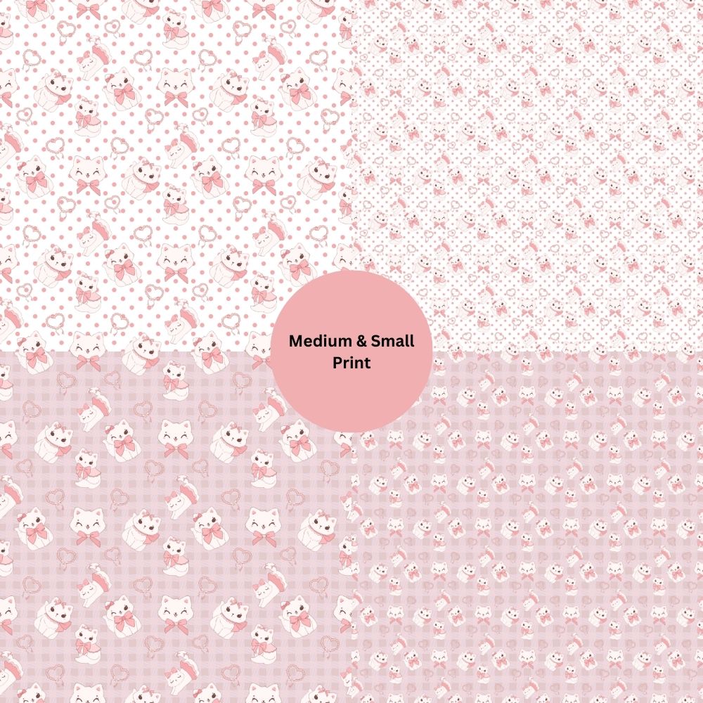 Coquette Preppy Cat Seamless Digital Pattern Paper Set