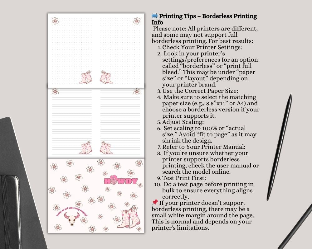 Howdy Cowgirl Pink Digital Lined & Dotted Grid Notebook PDF