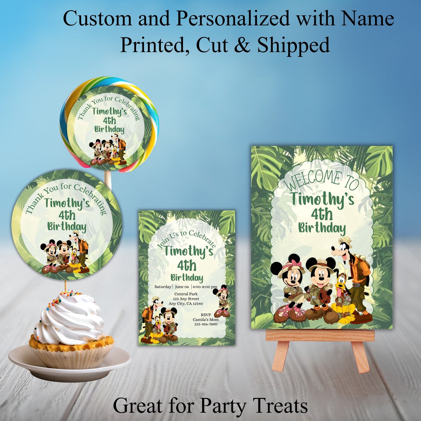 Mickey and Friends Safari Party Sticker Labels
