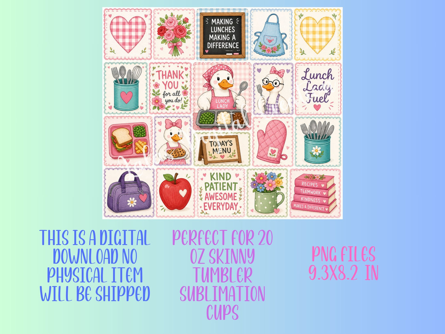 School Lunch Lady Geese/Goose Sublimation 20oz Tumbler Wrap PNG Digital Download