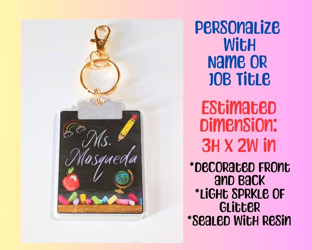 CUSTOM Chalkboard Clipboard Resin Acrylic Keychain