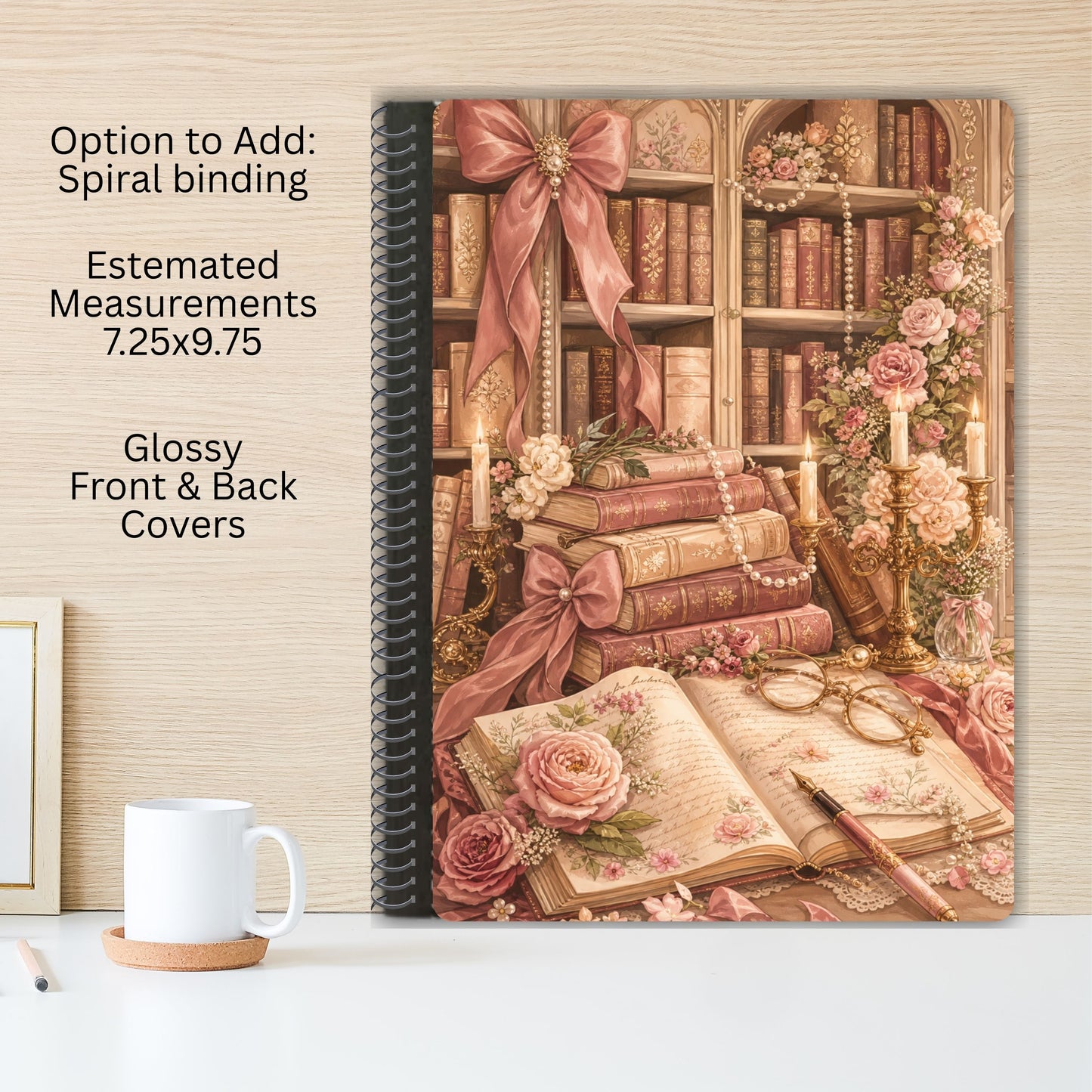 Pink Coquette Library Altered Composition Notebook-Add Spiral Binding