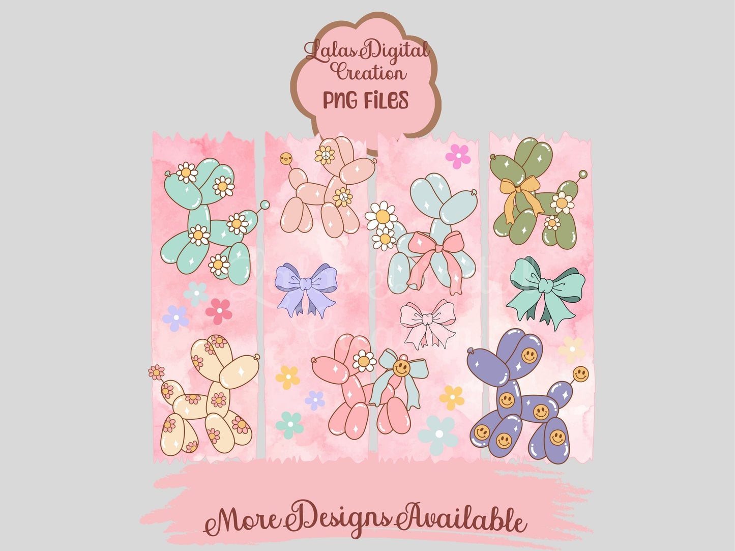 Preppy Balloon Dog Clipart PNG Instant Digital Download