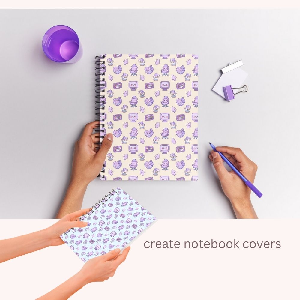 Kawaii Retro Computer Seamless Repeating Pattern Paper Bundle Set