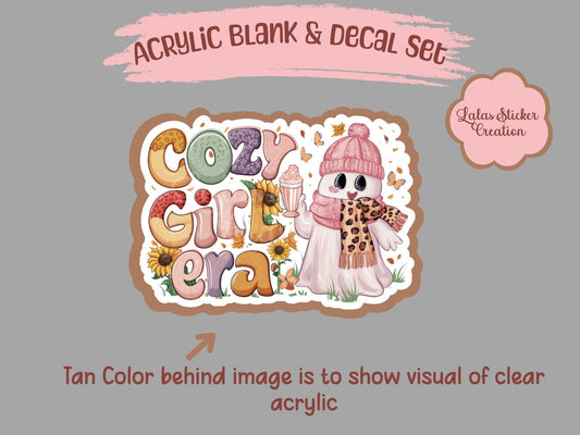 Cozy Girl Era Clear Acrylic Blank & Decal Set