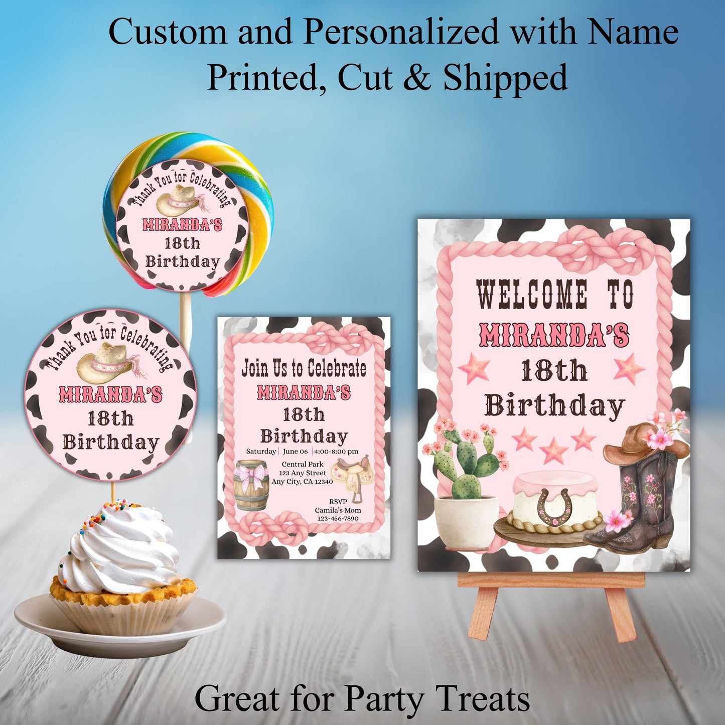 Baby Cow Birthday Party Sticker Labels