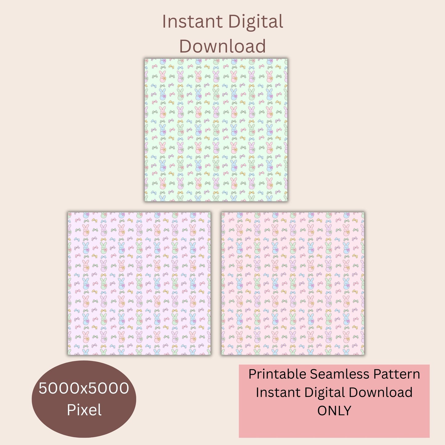 Easter Bunny Seamless Repeating Pattern Paper Bundle Set
