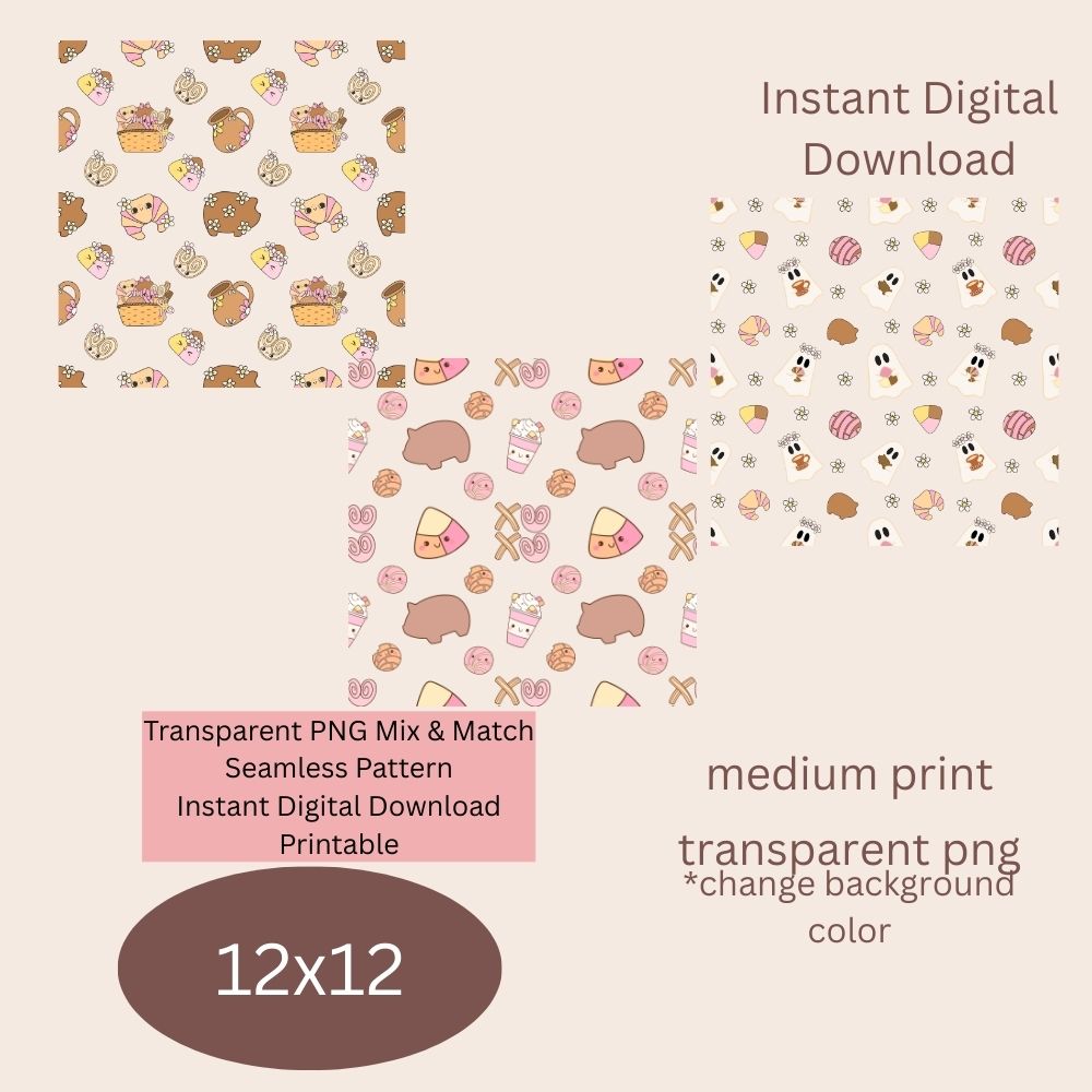 Sweet Mexican Bread Seamless Digital Pattern Paper Set