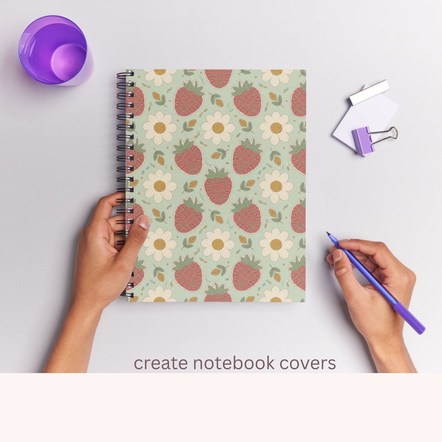 Faux Crochet Strawberry Seamless Repeating Pattern Paper Bundle