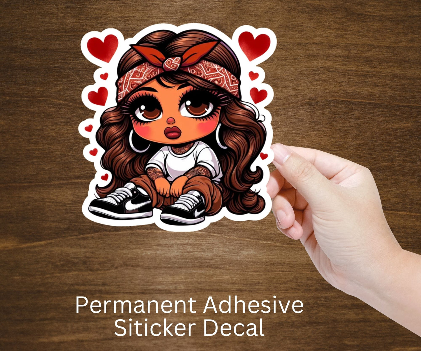 Homie Chicana Girl Hearts Vinyl Sticker Decal