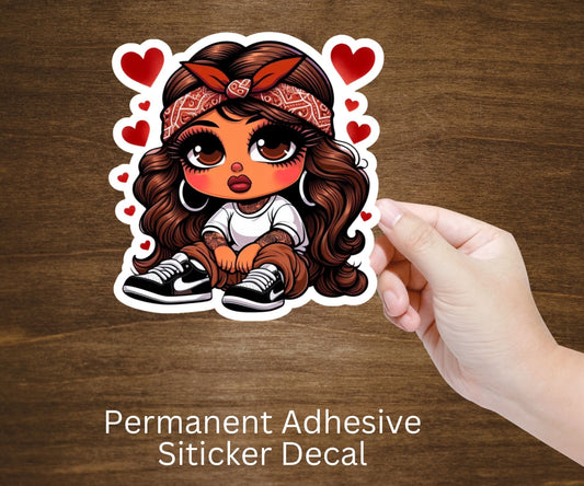 Homie Chicana Girl Hearts Vinyl Sticker Decal
