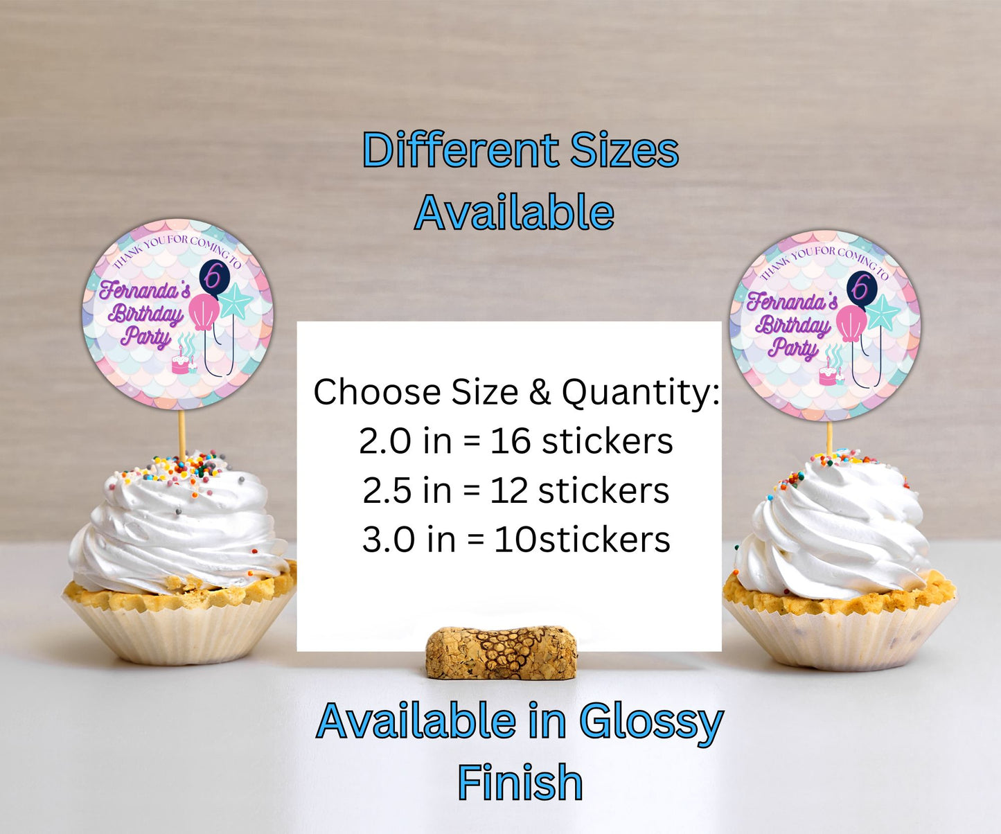 Mermaid Scales Girls Birthday Party Sticker Labels