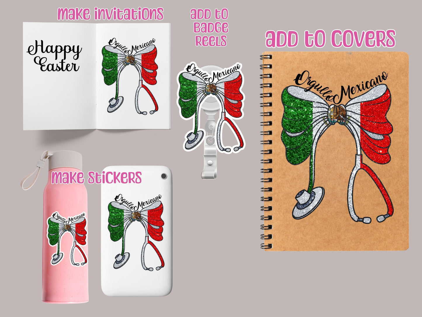 Nurse Stethoscope Orgullo Mexicano Clipart PNG Instant Digital Download