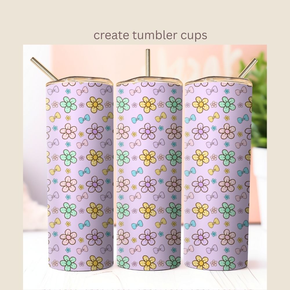 Plaid Daisy Flowers Seamless Repeating Pattern Paper Bundle Set